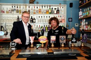 Investment Manager Dave Potts with found of Rotherham micropub the Dragon's Tap, Simon Evans